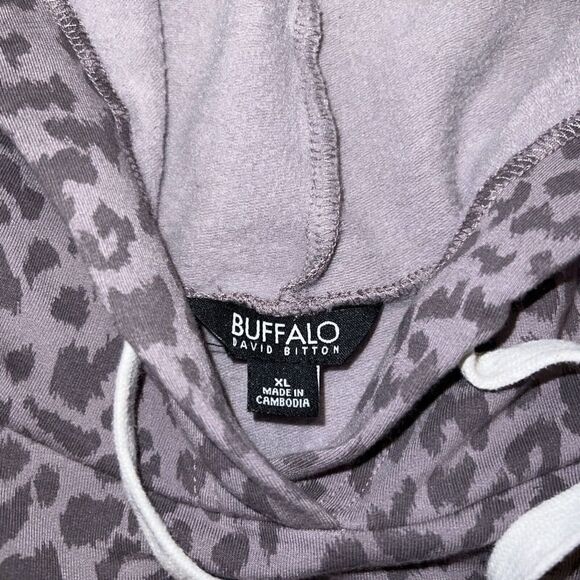 Buffalo David Bitton Women's Super Soft Hoodie Size XL Purple Leopard Print - Picture 5 of 5